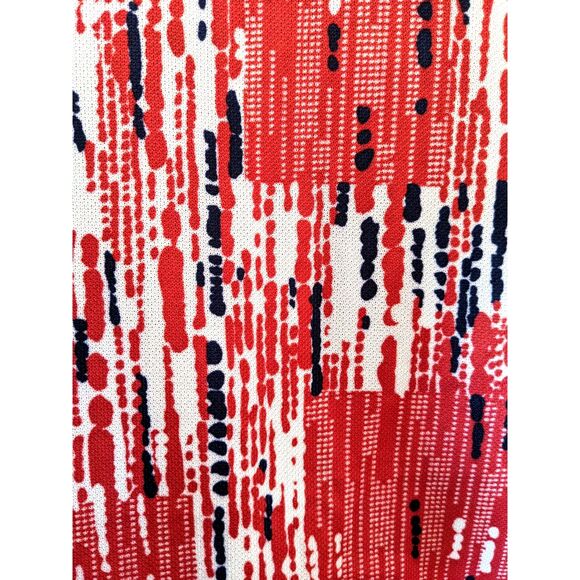 1970s Red White & Blue Abstract Print Dagger Collar Shaket w/Patch Pockets, Sz M - Picture 6 of 10